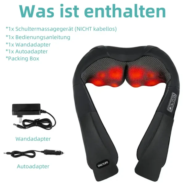 YUNSHAW-Beheiztes Nackenmassagegerät, neck massager-Shiatsu Massagegerät für Nacken, Rücken, Schultern, Füße und Beine, 3D-Tiefengewebe-Knetmassage, Muskelentspannung, Rückenmassagegerät für Männer und Frauen - Image 3